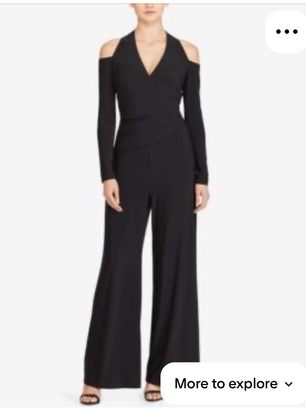 Cold-Shoulder V-Neck Wide-Leg Jumpsuit - Black - Ralph Lauren.